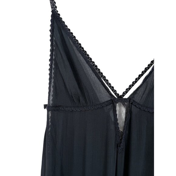 RARE Vtg NWT Free People Gray Lace Crochet Maxi Slip Dress | Whimsigoth Boho M - Picture 4 of 16